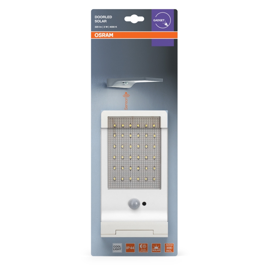 Osram - Aplique solar LED con sensor DOORLED LED/3W/3,3V 2000 mAh IP44 blanco