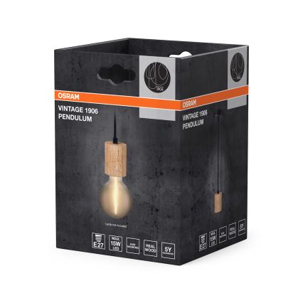Osram - Cable de alimentación PENDULUM CYLINDER 1xE27/15W/230V, acabado en madera