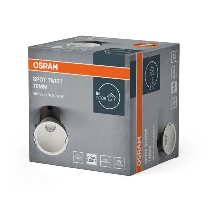 Osram - Downlight empotrable LED SPOT TWIST, 5W, 230V, 4000K, Ø 7 cm, blanco