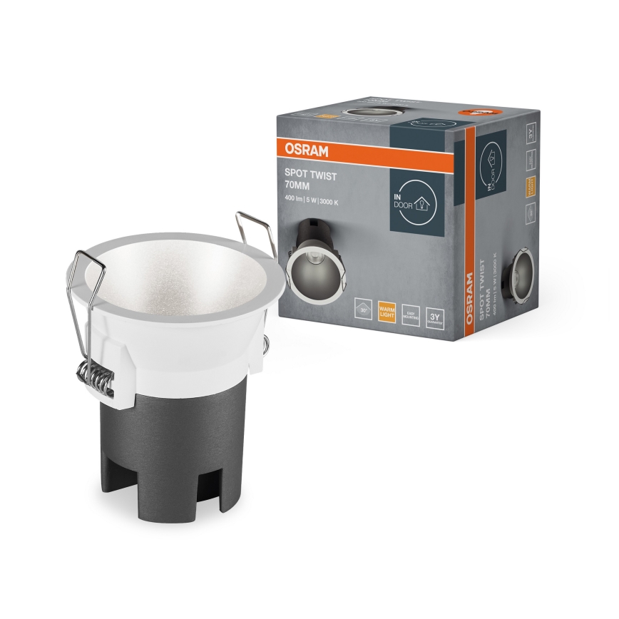 Osram - Downlight empotrado LED SPOT TWIST LED/5W/230V 3000K Ø 7 cm blanco/plateado