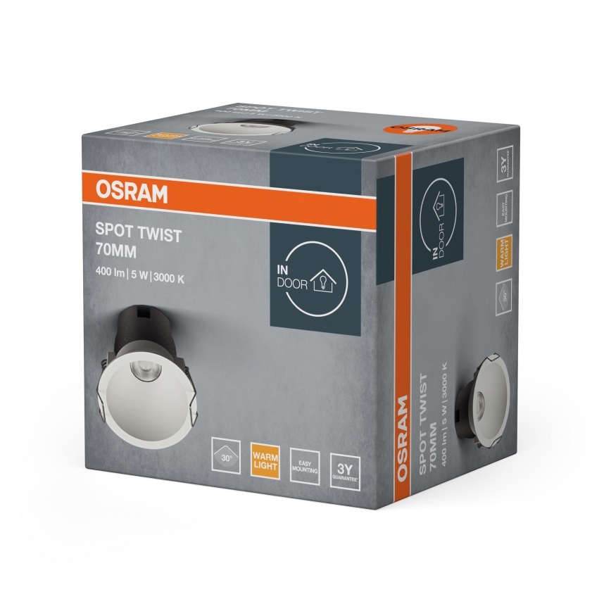 Osram - Foco empotrable SPOT TWIST LED/5W/230V 3000K Ø 7 cm blanco