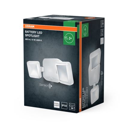 Osram - Foco LED de pared para exterior con sensor BATTERY 2xLED/5W/4xD IP54