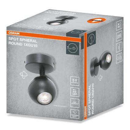 Osram - Foco SPOT SPHERAL 1xGU10/6W/230V negro