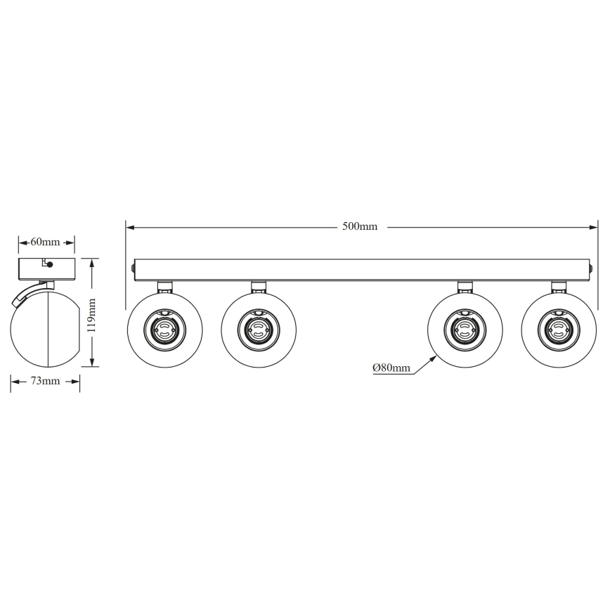 Osram - Foco SPOT SPHERAL 4xGU10/6W/230V, negro