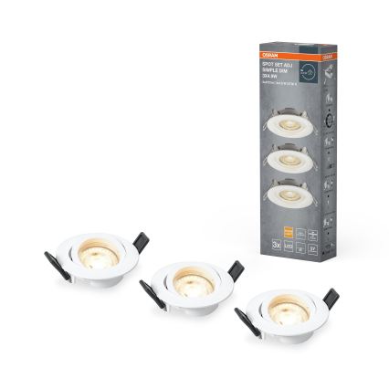 Osram - Set de 3 focos empotrables LED regulables SPOT LED/4,9W/230V 2700K Ø 8,7 cm blanco