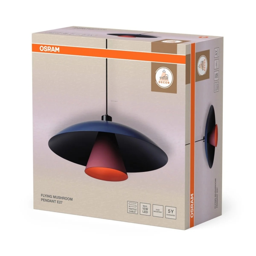 Osram - Lámpara colgante con cable DECOR FLYING MUSHROOM 1xE27/25W/230V Ø 50 cm azul