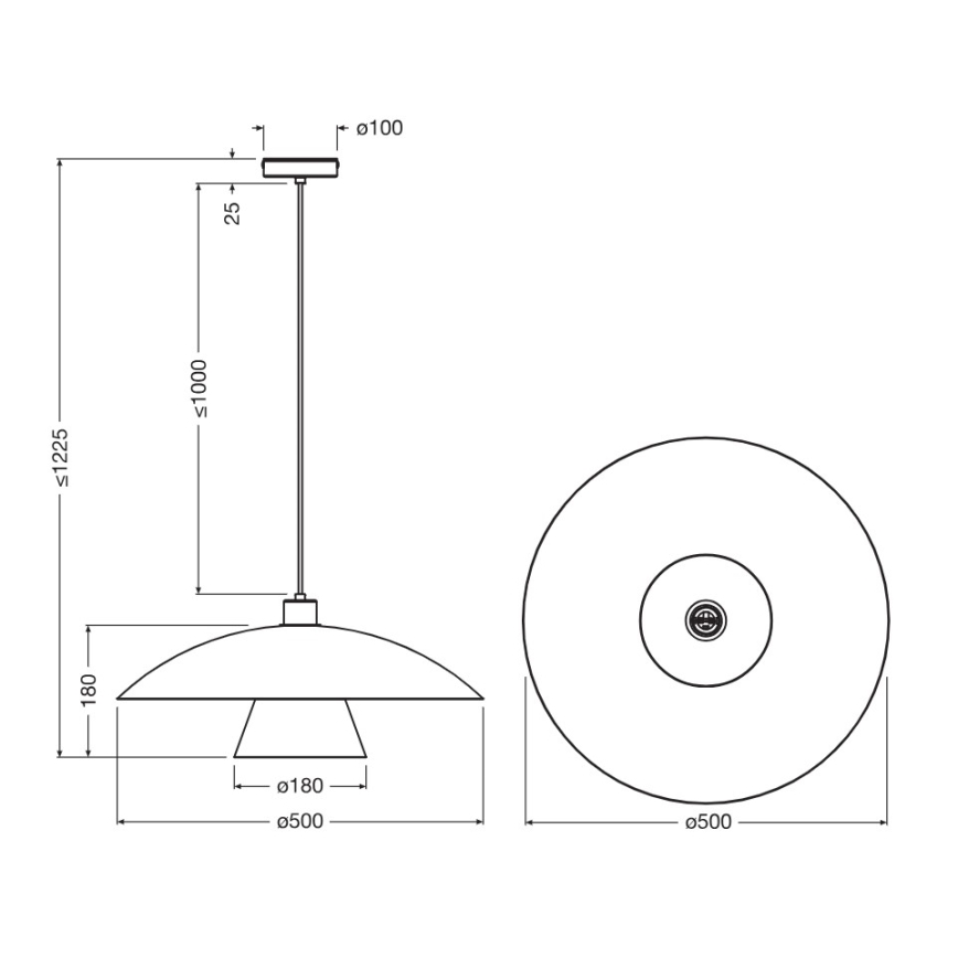 Osram - Lámpara colgante con cable DECOR FLYING MUSHROOM 1xE27/25W/230V Ø 50 cm negra