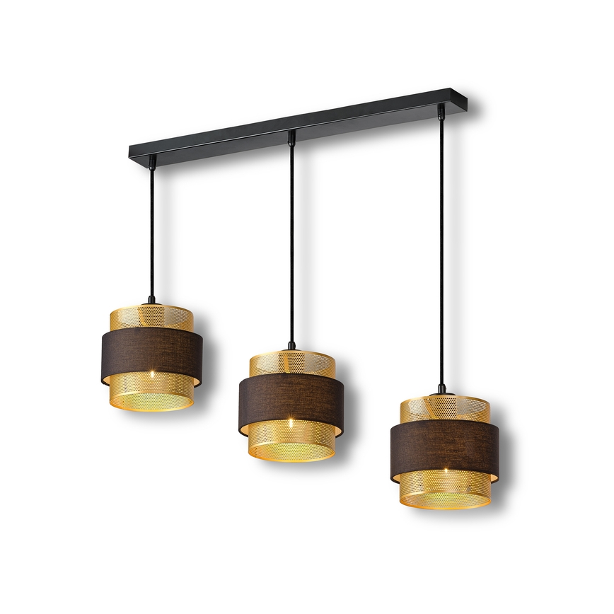 Osram - Lámpara colgante con cable DECOR HORNET 3xE27/10W/230V negro/dorado