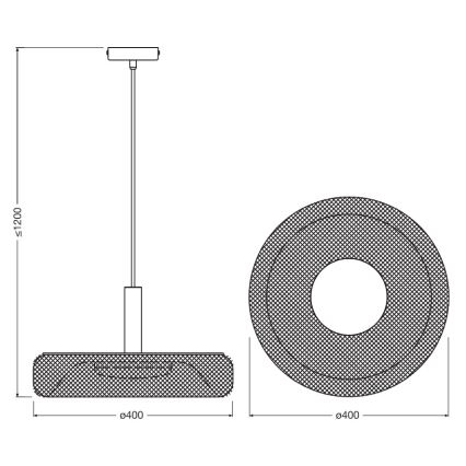 Osram - Lámpara colgante con cable DECOR MESH LED/18,5W/230V Ø 40 cm negro/madera de caucho