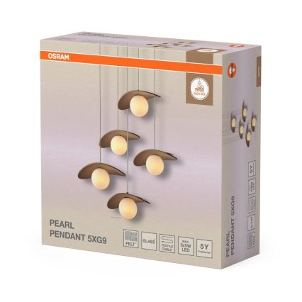 Osram - Lámpara colgante con cable DECOR PEARL 5xG9/5W/230V beige