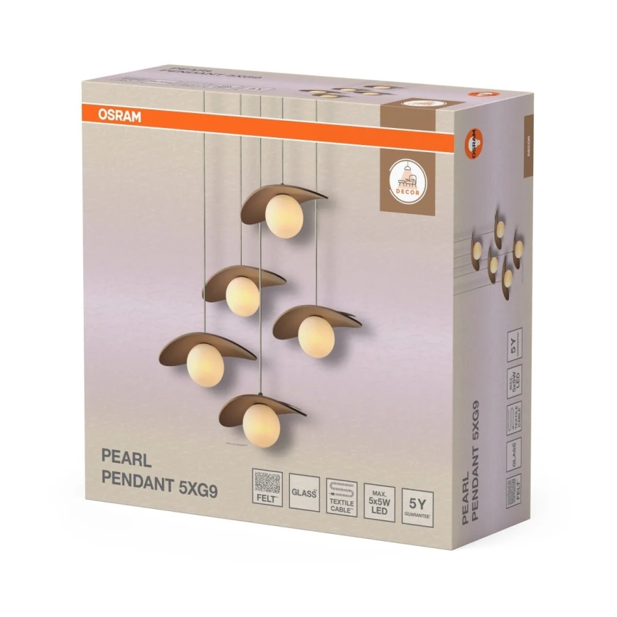 Osram - Lámpara colgante con cable DECOR PEARL 5xG9/5W/230V beige