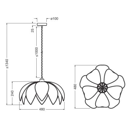 Osram - Lámpara colgante con cable DECOR RATTAN 1xE27/15W/230V Ø 48 cm beige/negro