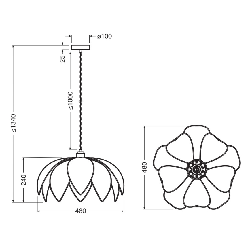 Osram - Lámpara colgante con cable DECOR RATTAN 1xE27/15W/230V Ø 48 cm beige/negro