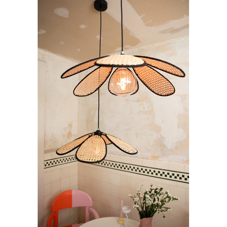 Osram - Lámpara colgante con cable DECOR RATTAN 1xE27/15W/230V Ø 58 cm beige/negro