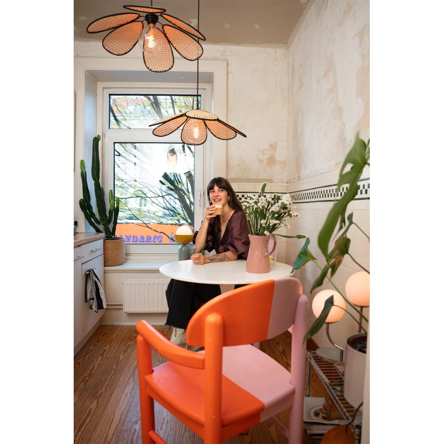 Osram - Lámpara colgante con cable DECOR RATTAN 1xE27/15W/230V Ø 58 cm beige/negro