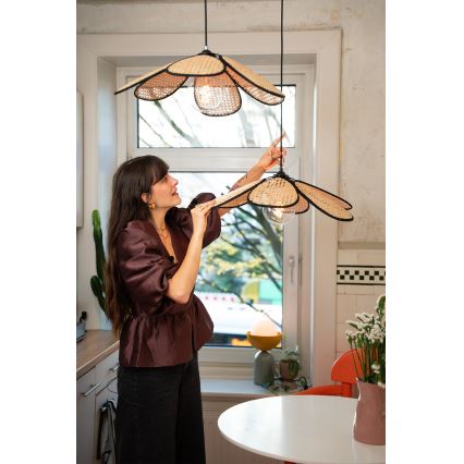Osram - Lámpara colgante con cable DECOR RATTAN 1xE27/15W/230V Ø 58 cm beige/negro