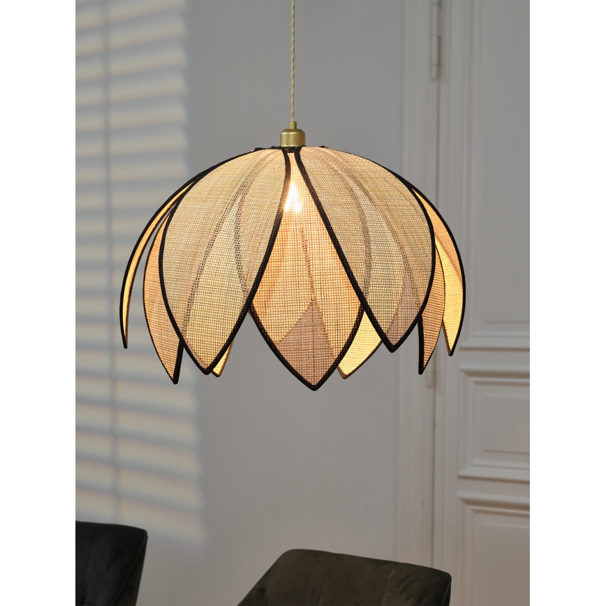 Osram - Lámpara colgante con cable DECOR RATTAN 1xE27/15W/230V Ø 67 cm beige/negro