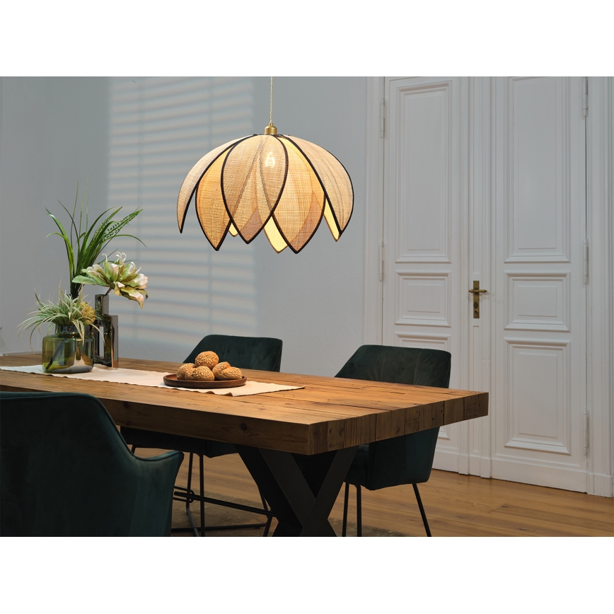 Osram - Lámpara colgante con cable DECOR RATTAN 1xE27/15W/230V Ø 67 cm beige/negro