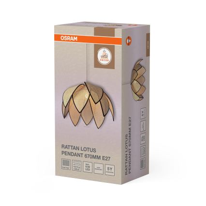 Osram - Lámpara colgante con cable DECOR RATTAN 1xE27/15W/230V Ø 67 cm beige/negro