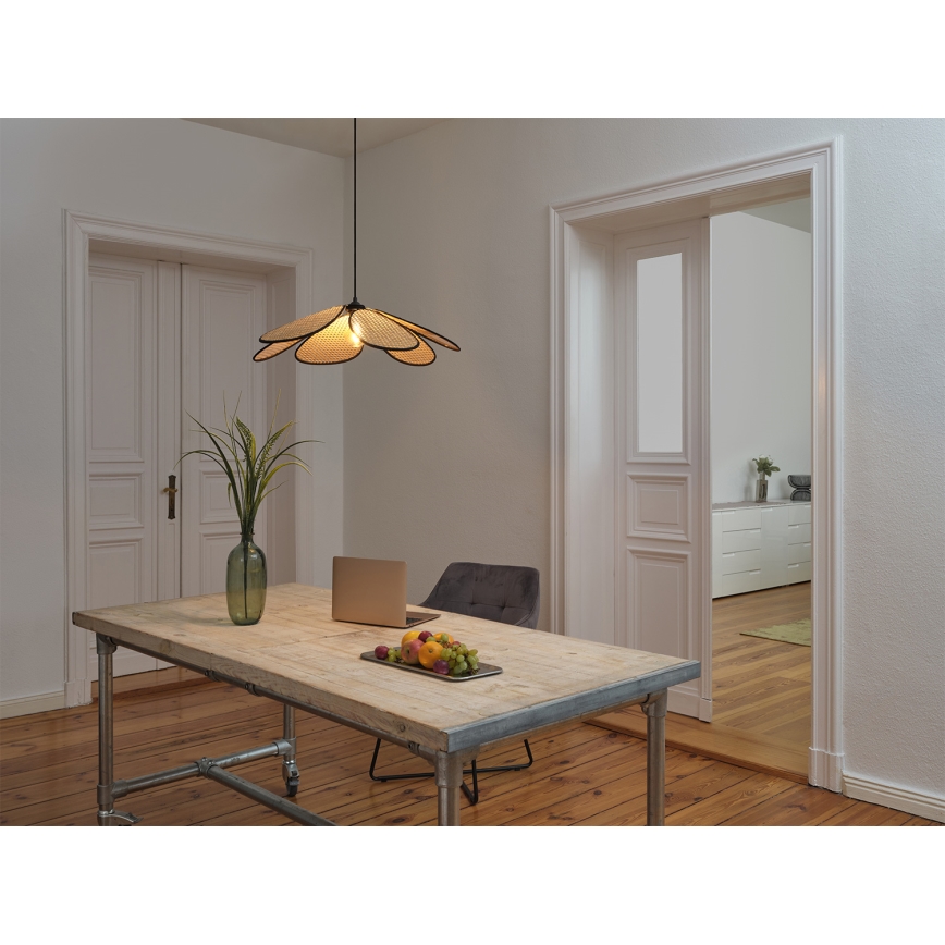 Osram - Lámpara colgante con cable DECOR RATTAN 1xE27/15W/230V Ø 69 cm beige/negro