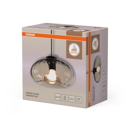 Osram - Lámpara colgante con cable DECOR SMOKE 1xE27/12W/230V, diámetro 28 cm, negro/gris ahumado