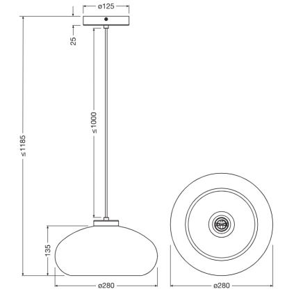 Osram - Lámpara colgante con cable DECOR SMOKE 1xE27/12W/230V, diámetro 28 cm, negro/gris ahumado