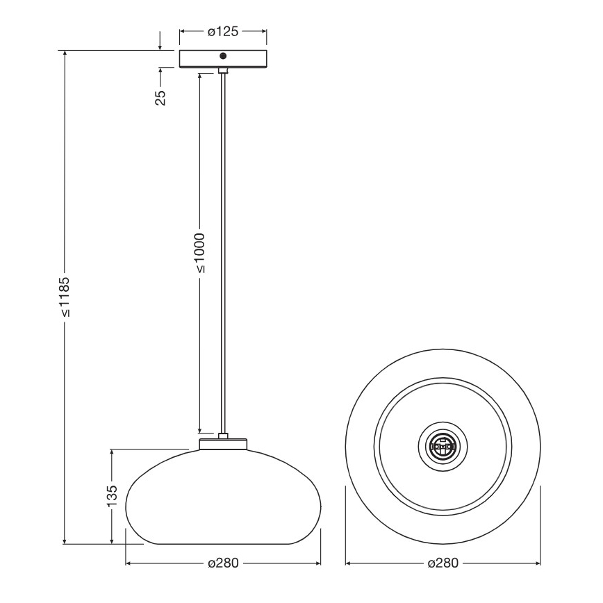 Osram - Lámpara colgante con cable DECOR SMOKE 1xE27/12W/230V, diámetro 28 cm, negro/gris ahumado