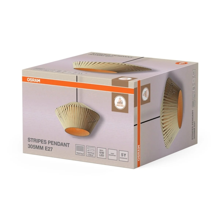 Osram - Lámpara colgante con cable DECOR STRIPES 1xE27/10W/230V, diámetro 30,5 cm, beige