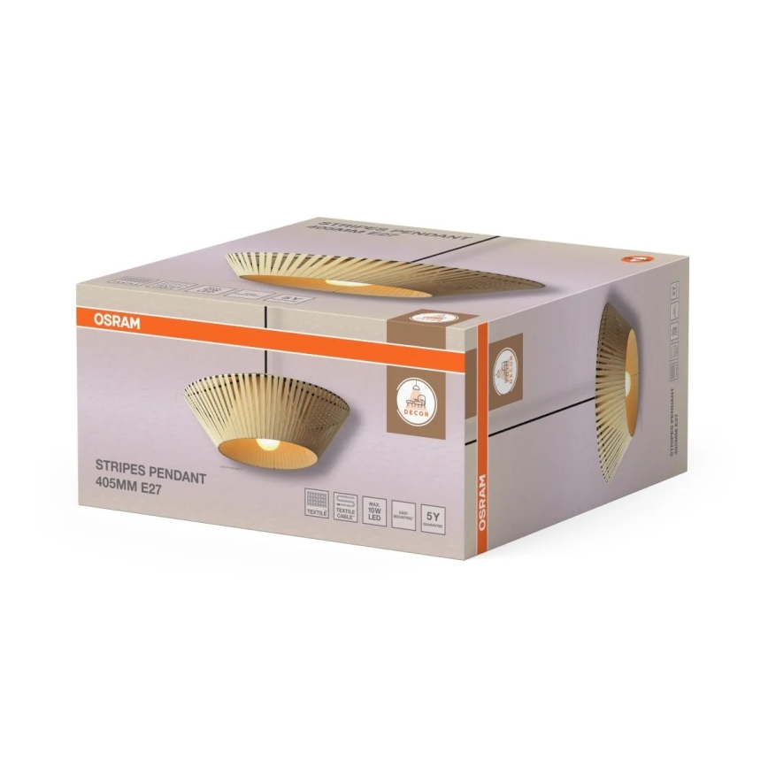 Osram - Lámpara colgante con cable DECOR STRIPES 1xE27/10W/230V Ø 40,5 cm beige