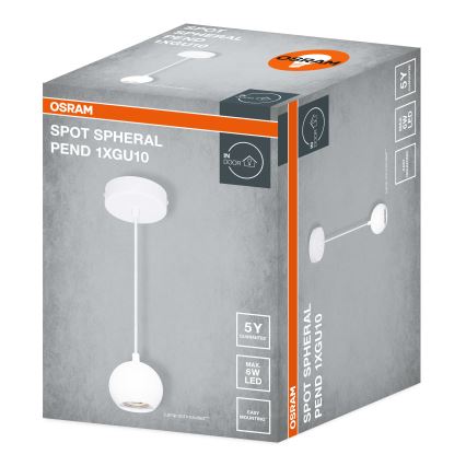Osram - Lámpara colgante con cable SPOT SPHERAL 1xGU10/6W/230V blanca