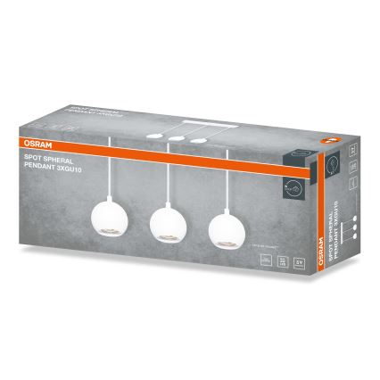 Osram - Lámpara colgante con cable SPOT SPHERAL 3xGU10/6W/230V blanca