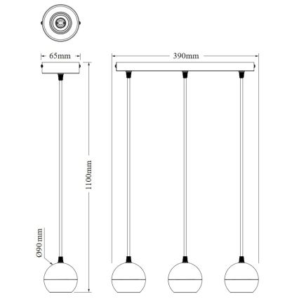 Osram - Lámpara colgante con cable SPOT SPHERAL 3xGU10/6W/230V blanca