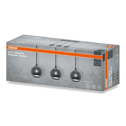 Osram - Lámpara colgante con cable SPOT SPHERAL 3xGU10/6W/230V negra