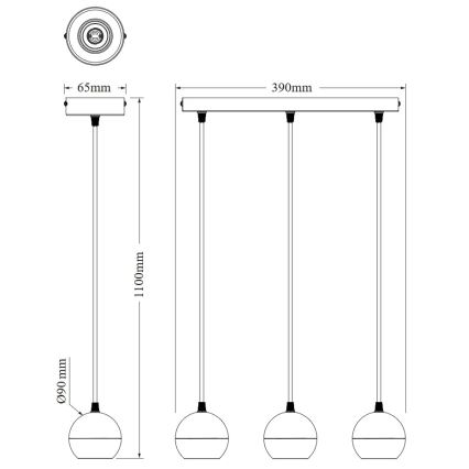 Osram - Lámpara colgante con cable SPOT SPHERAL 3xGU10/6W/230V negra
