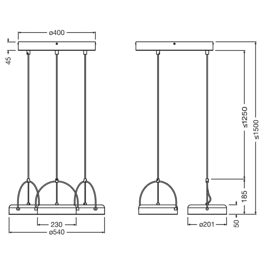 Osram - Lámpara colgante LED con cable DECOR PUCK 3xLED/12W/230V CRI 90 negra