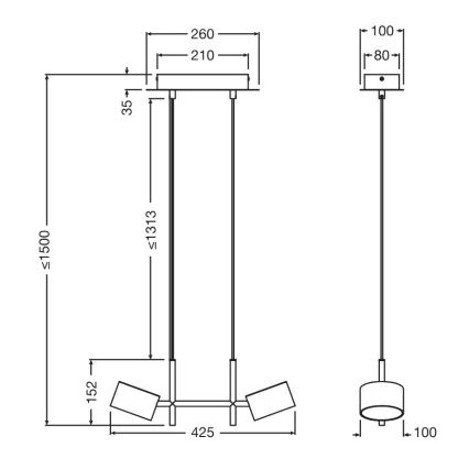 Osram - Lámpara colgante LED regulable con cable DECOR KYOTO 2xLED/10W/230V CRI 90 negra