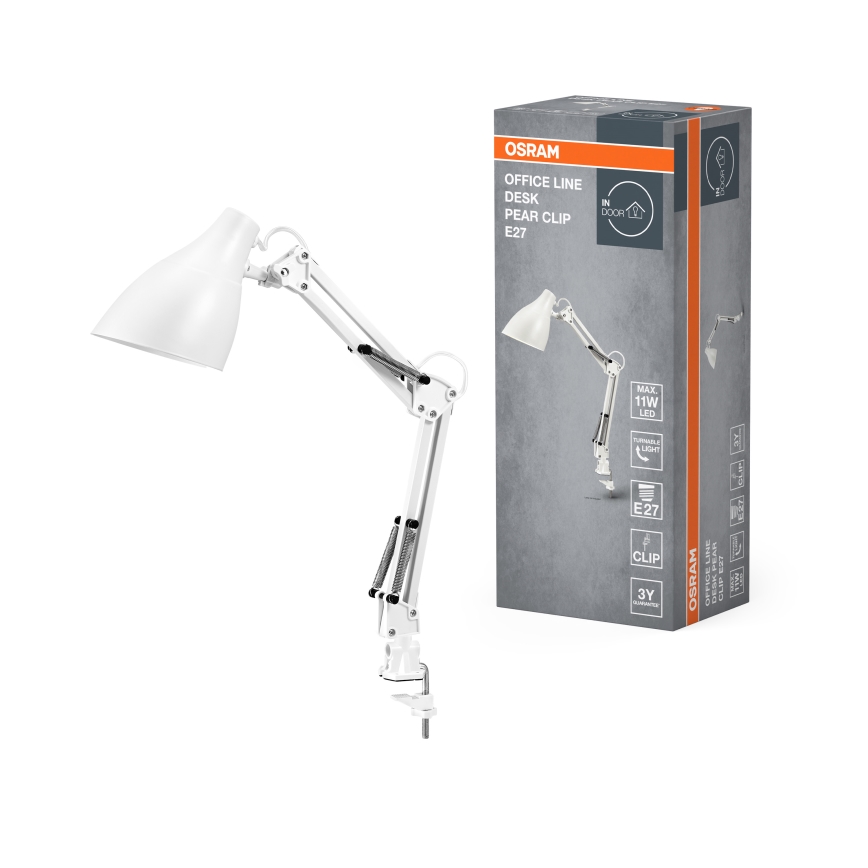 Osram - Lámpara de escritorio con pinza DESK LINE 1xE27/11W/230V blanca
