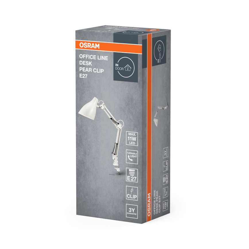 Osram - Lámpara de escritorio con pinza DESK LINE 1xE27/11W/230V blanca
