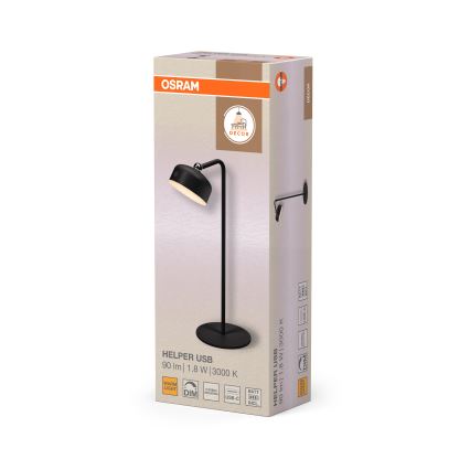 Osram - Lámpara de escritorio LED recargable y regulable 3 en 1 DECOR HELPER LED/1,8W/5V negra