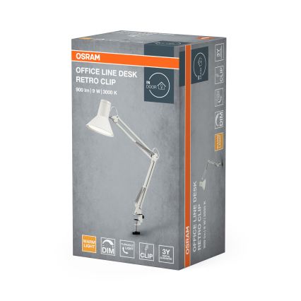 Osram - Lámpara de escritorio LED regulable con pinza OFFICE LINE LED/9W/230V 3000K blanca