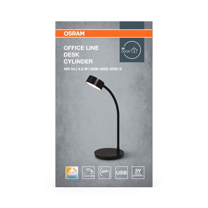 Osram - Lámpara de escritorio LED regulable OFFICE LINE LED/4,8W/230V 3000/4000/6500K negra