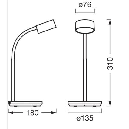 Osram - Lámpara de escritorio LED regulable OFFICE LINE LED/4,8W/230V 3000/4000/6500K negra