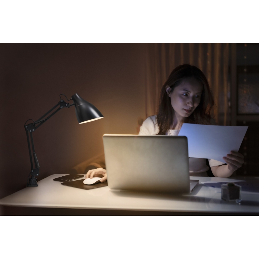 Osram - Lámpara de mesa con pinza DESK LINE 1xE27/11W/230V negra