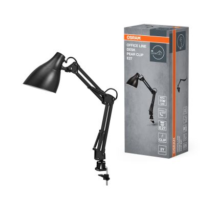 Osram - Lámpara de mesa con pinza DESK LINE 1xE27/11W/230V negra