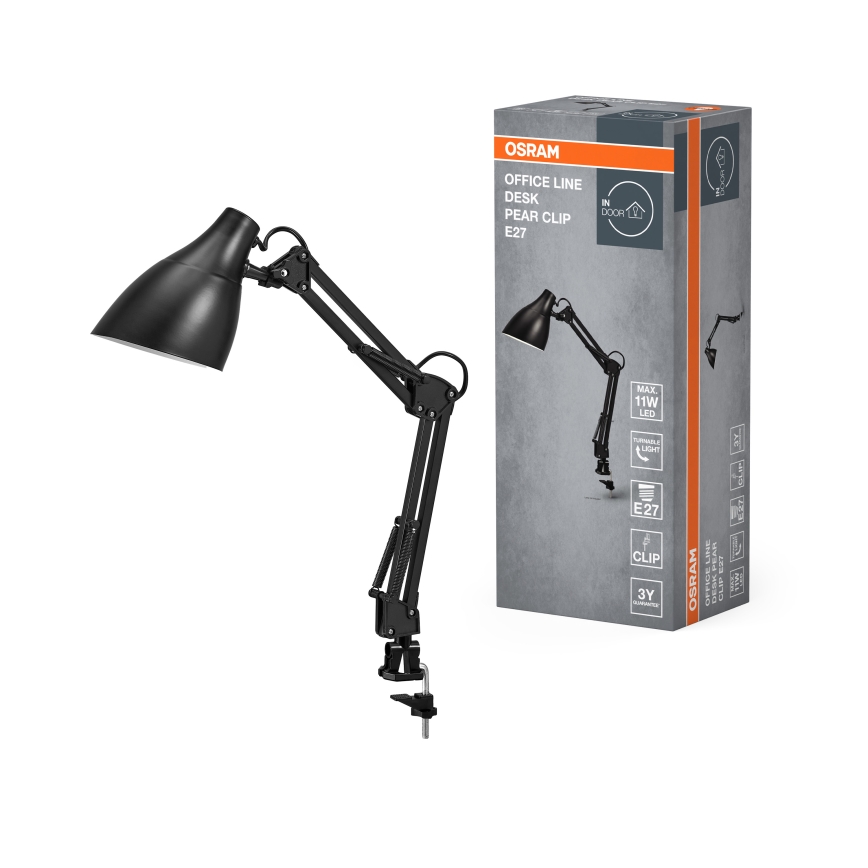 Osram - Lámpara de mesa con pinza DESK LINE 1xE27/11W/230V negra
