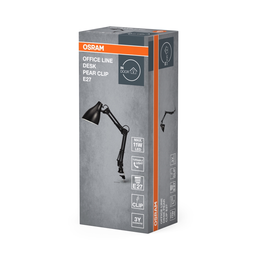 Osram - Lámpara de mesa con pinza DESK LINE 1xE27/11W/230V negra