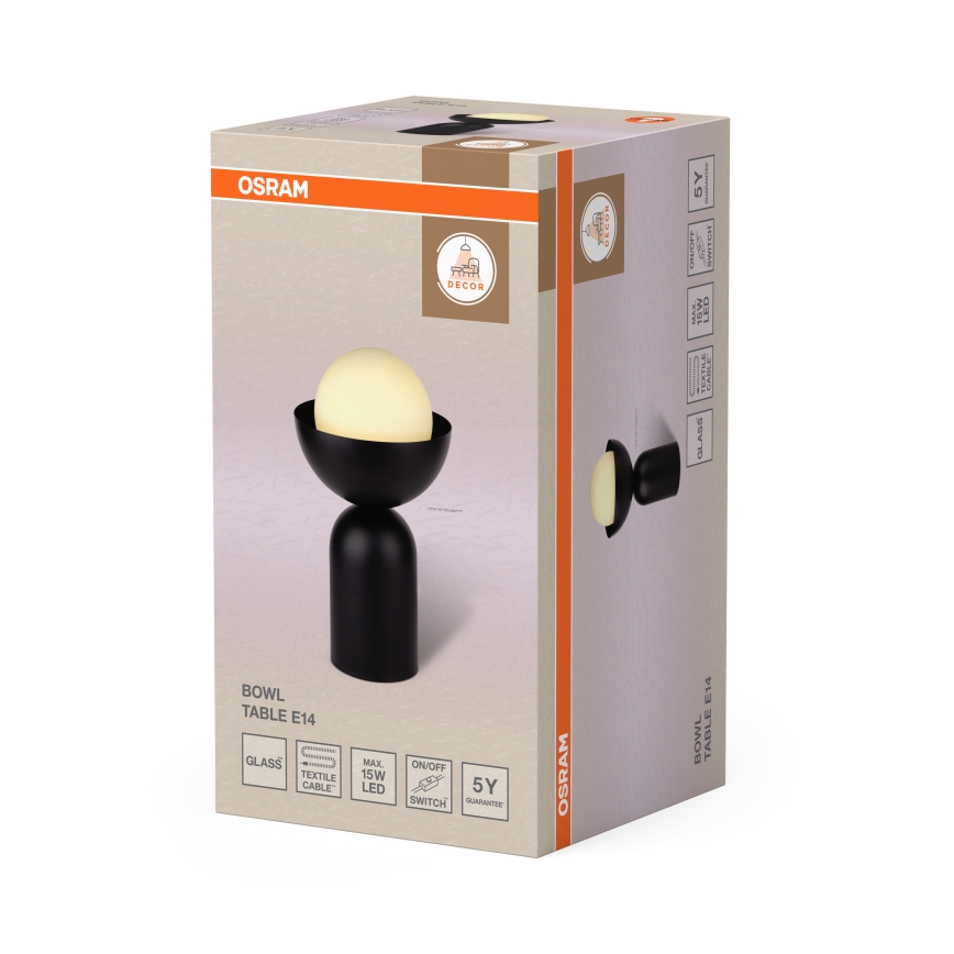 Osram - Lámpara de mesa DECOR BOWL 1xE14/25W/230V negra