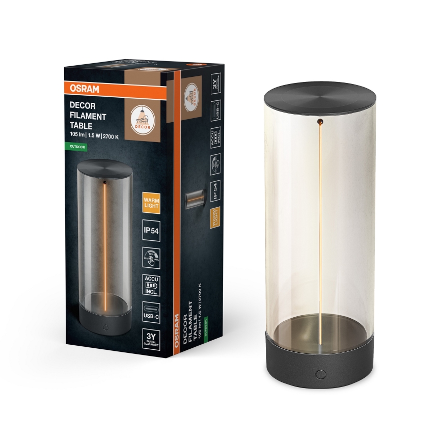 Osram - Lámpara de sobremesa para exterior LED táctil regulable ENDURA STYLE LED/1,5W/5V 2500 mAh USB IP54 antracita