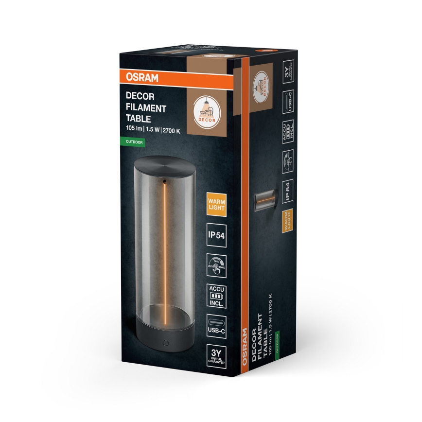 Osram - Lámpara de sobremesa para exterior LED táctil regulable ENDURA STYLE LED/1,5W/5V 2500 mAh USB IP54 antracita