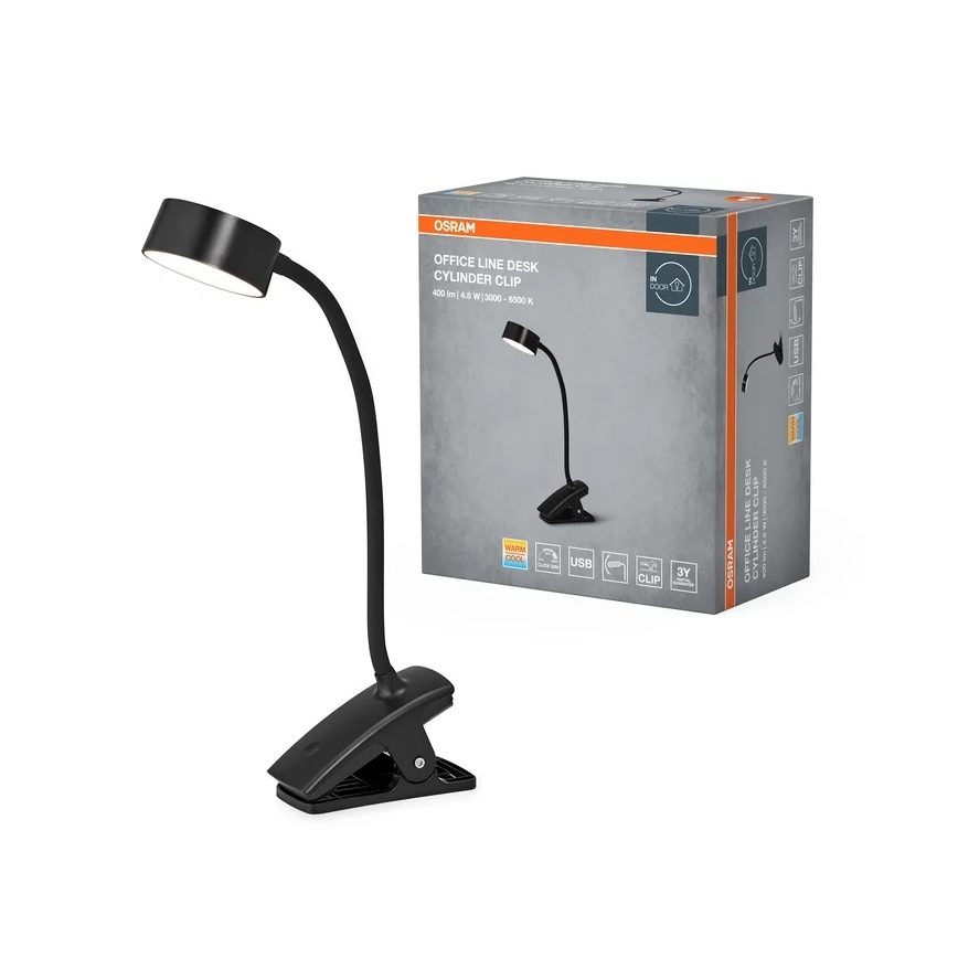 Osram - Lámpara LED de escritorio regulable con pinza OFFICE LINE LED/4,8W/230V 3000/4000/6500K negra